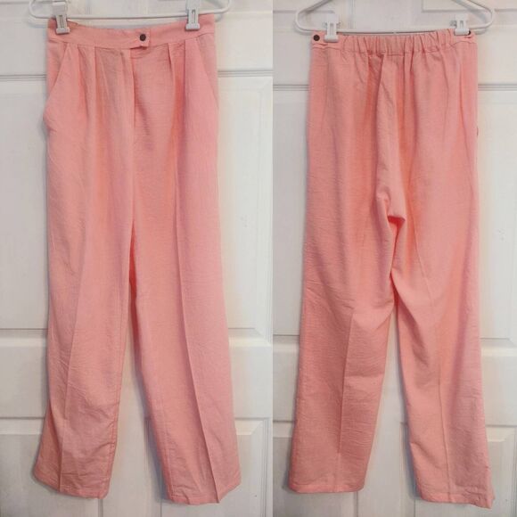 Vintage 80s Peach Cotton Summer Pants Vintage Balkan 26 28 Waist - Picture 2 of 7